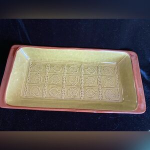Gabriel Keramik Sweden Rectangular Studio Art Pottery Dish Avocado Vintage